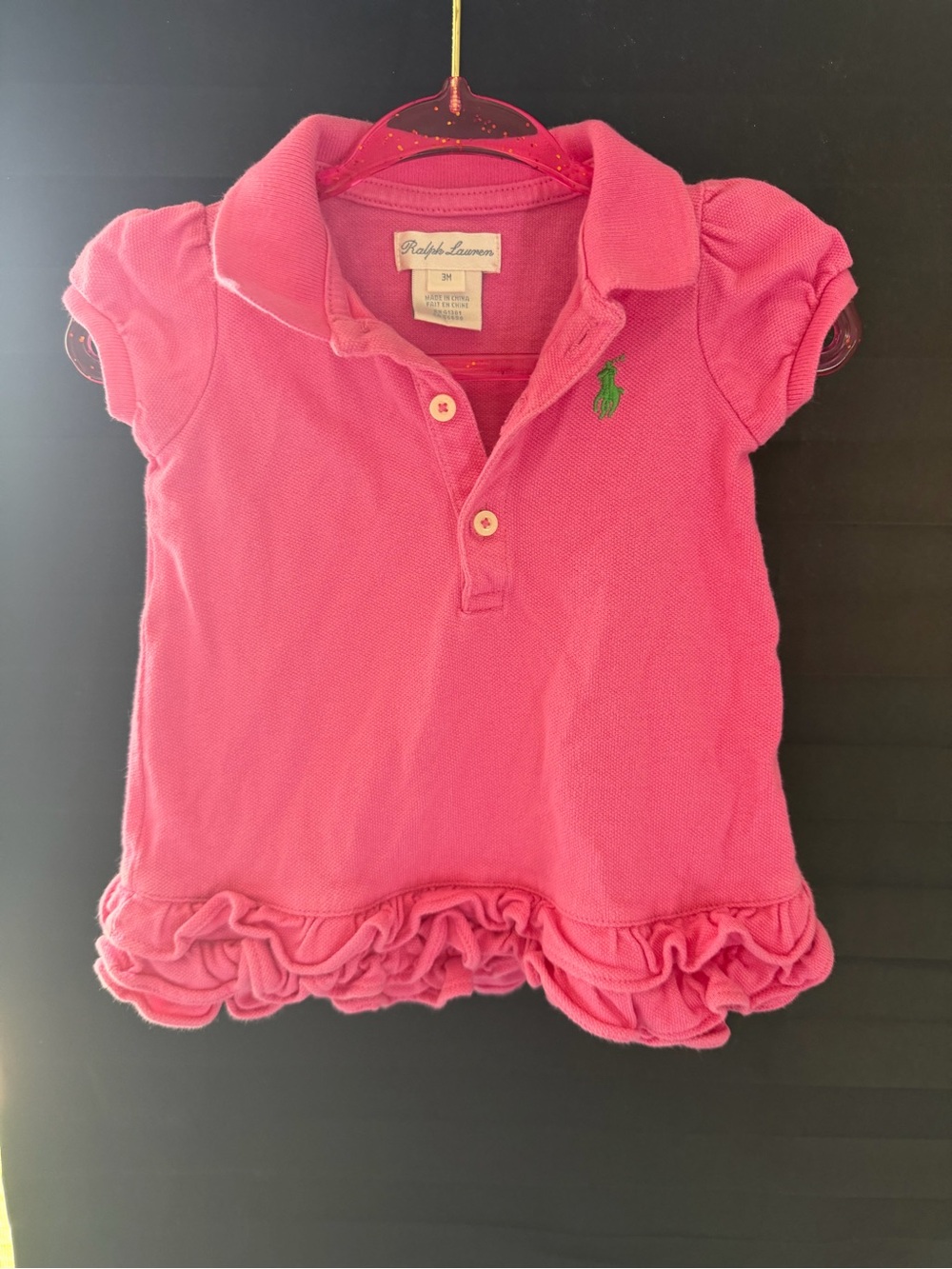 Ralph Lauren Hot Pink Polo Top with Green Pony